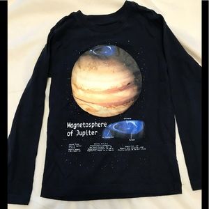 Long sleeve tee with Jupiter graphic.